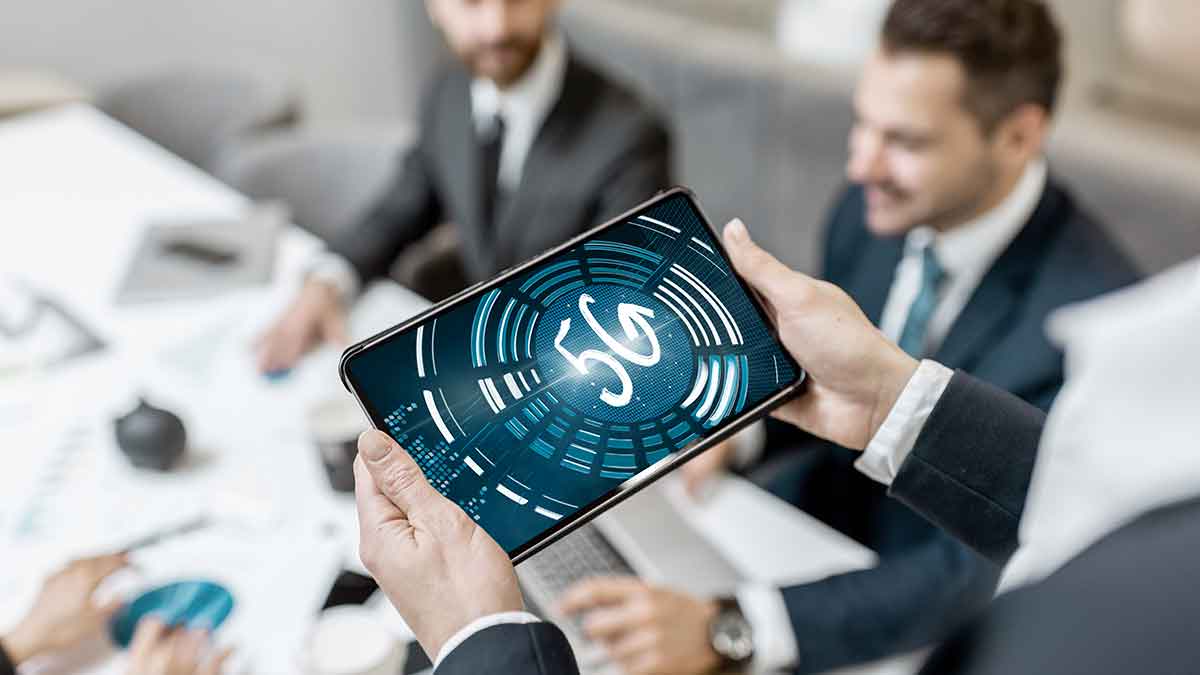 business people using 5g wireless technology to improve operations